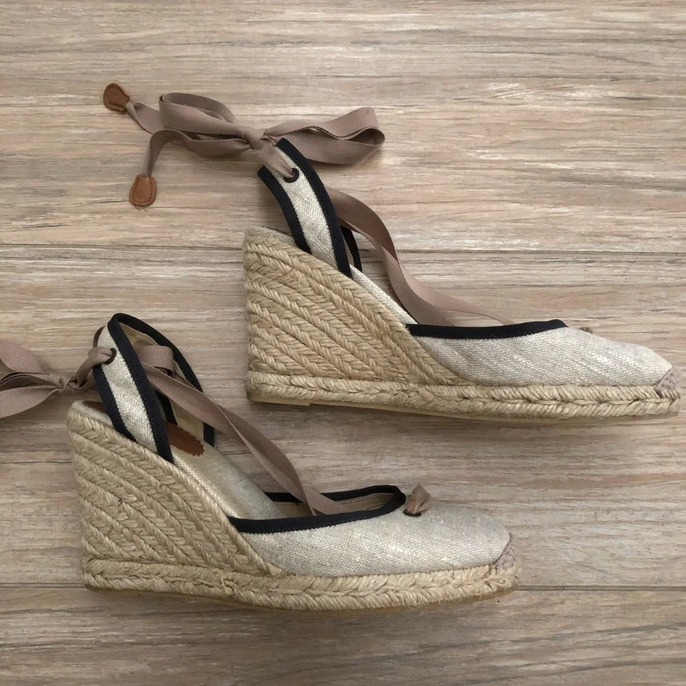 J. Crew Gold Flax Espadrille Size 8
